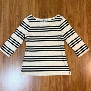 Old Navy Black and Cream Striped Long Sleeve Top